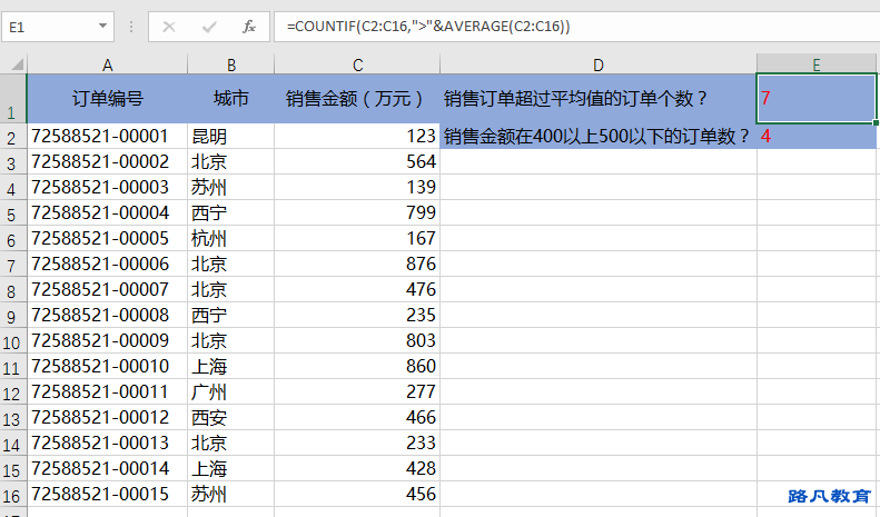 Excel中countif函数使用方法